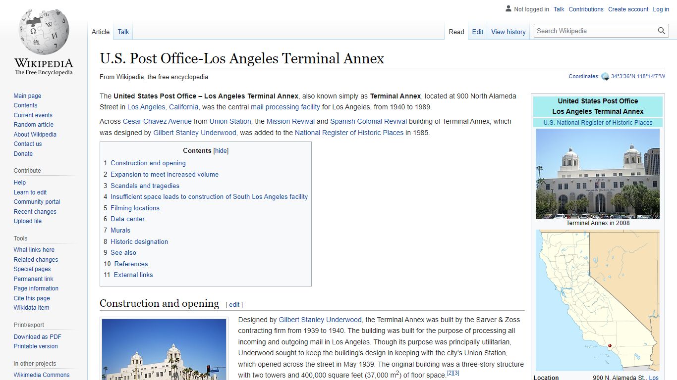 U.S. Post Office-Los Angeles Terminal Annex - Wikipedia